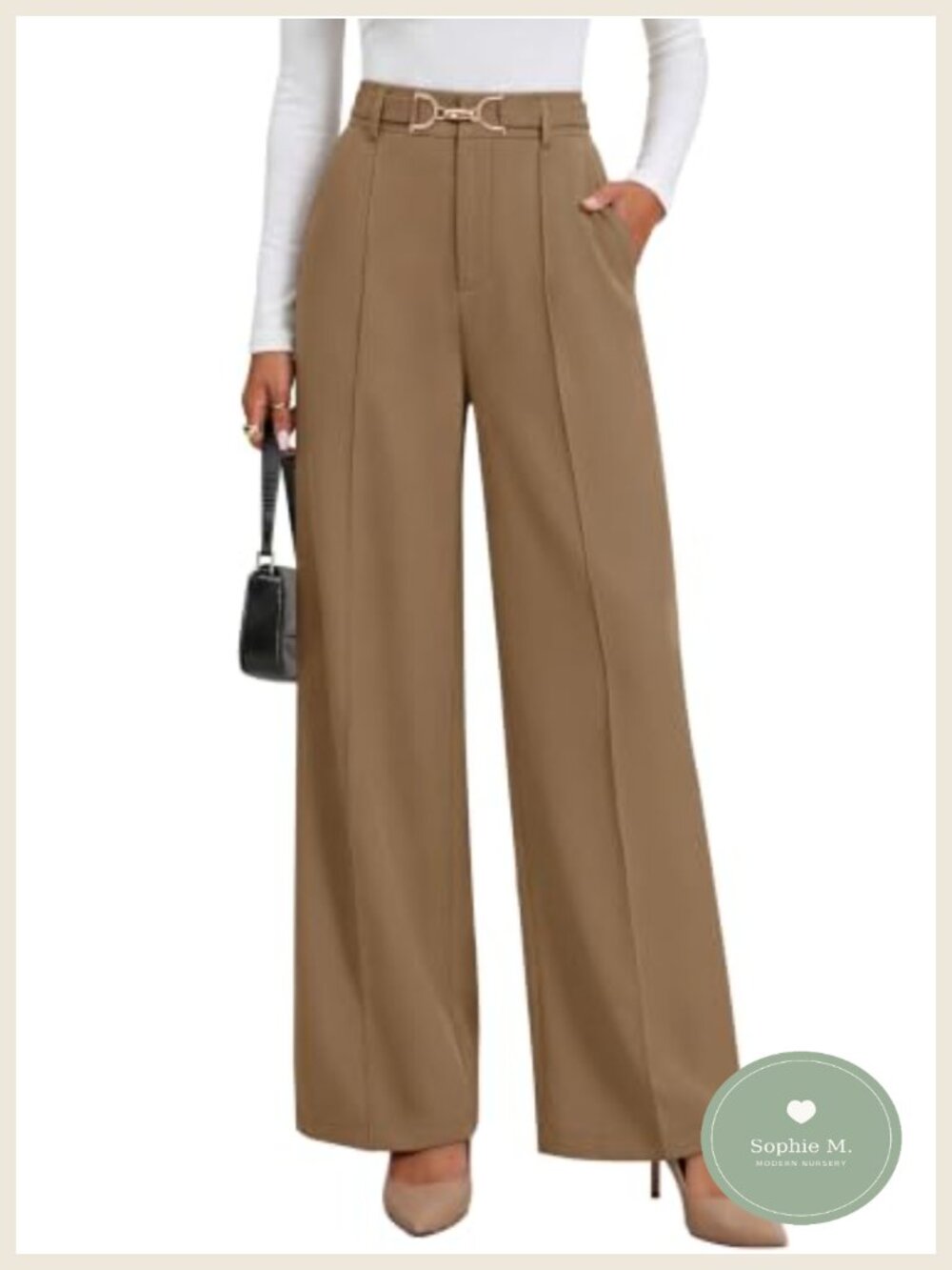 Wide Leg Palazzo Slacks Pleated Business Casual Trousers with Pockets